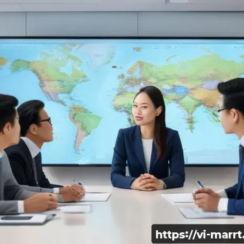 Home 30 B2B 마케팅에서의 뉴로마케팅 기법 활용 - A professional B2B corporate meeting scene in a modern Vietnamese office, featuring diverse business...