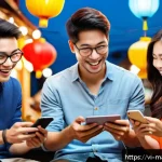 Home 23 뉴로마케팅 기법으로 효과적인 이메일 마케팅 진행하기 - A vibrant email marketing scene showing a diverse group of young Vietnamese adults engaging with col...
